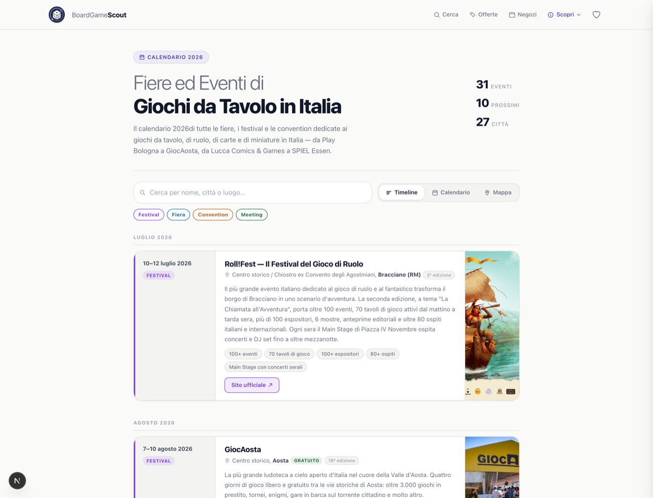 Eventi in modalità Lista su BoardGameScout