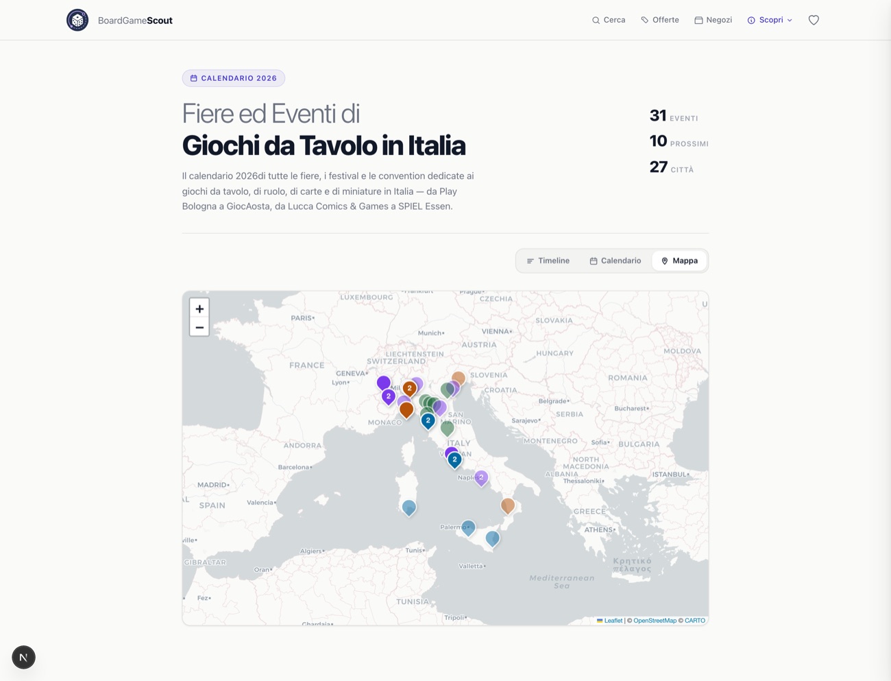 Eventi in modalità Mappa su BoardGameScout