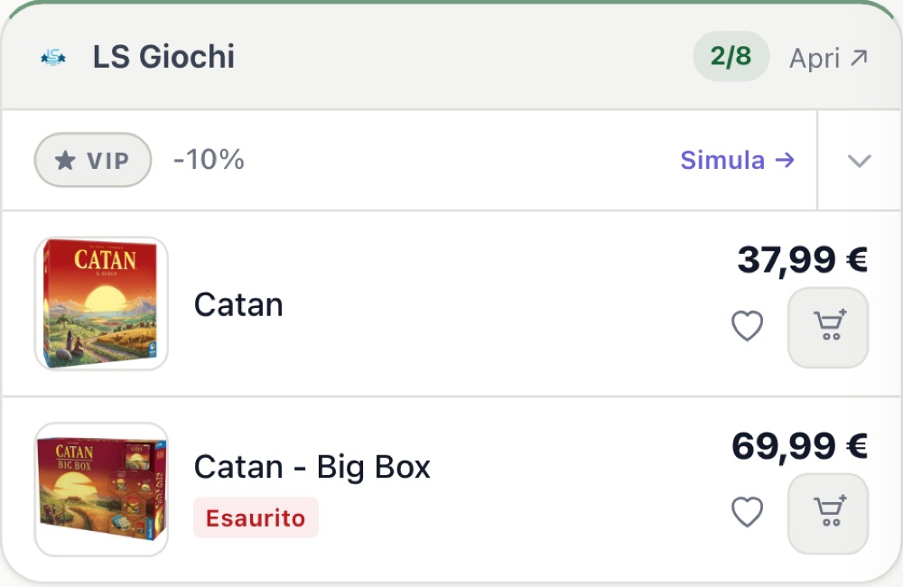Confronto prezzi di Catan: LS Giochi a 37,99 €
