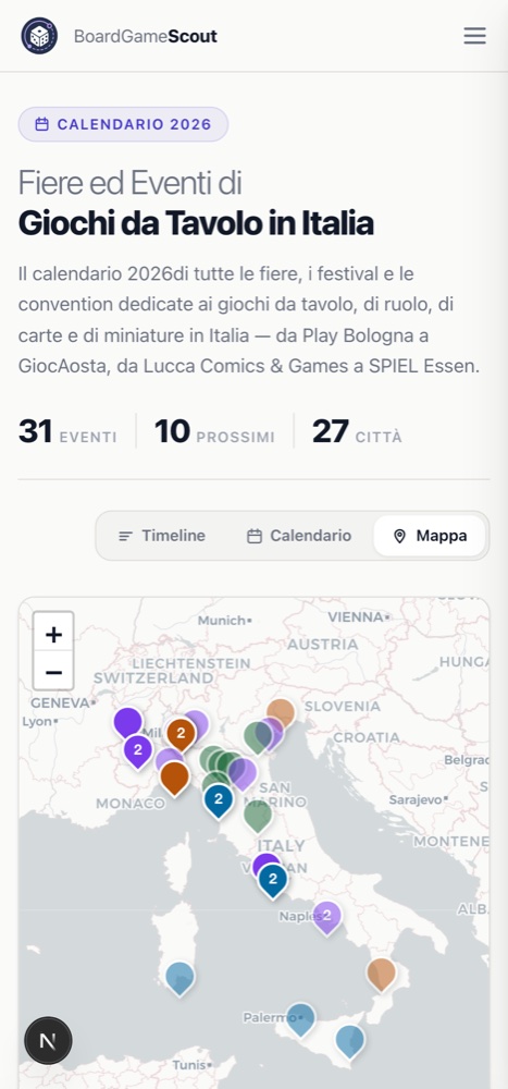 Eventi in modalità Mappa